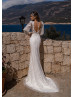 Puff Sleeves Beaded Fabulous Bling-bling Wedding Dress
